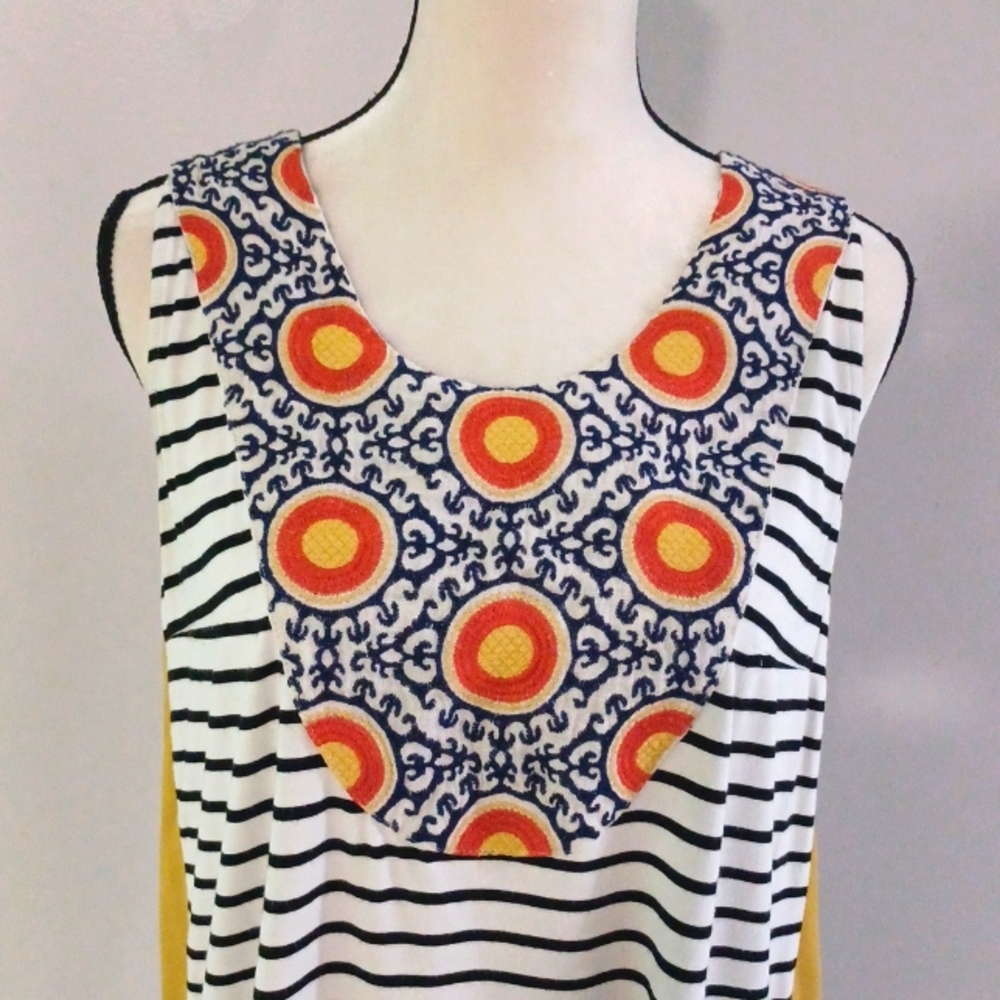 THML White Black Striped Tank with Yellow Panels and Orange Medallion Yoke - Picture 2 of 9